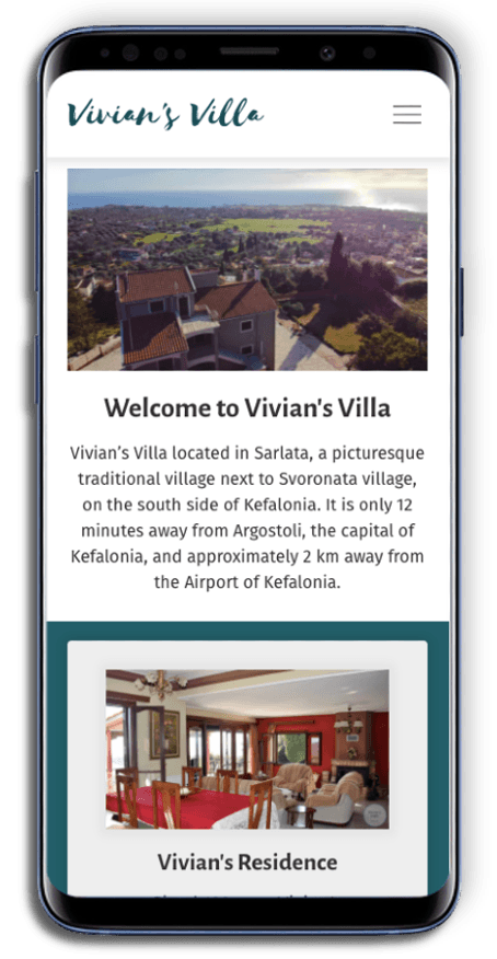 Mobile web design of Vivian's Villa