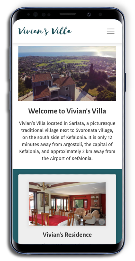 Mobile web design of Vivian's Villa
